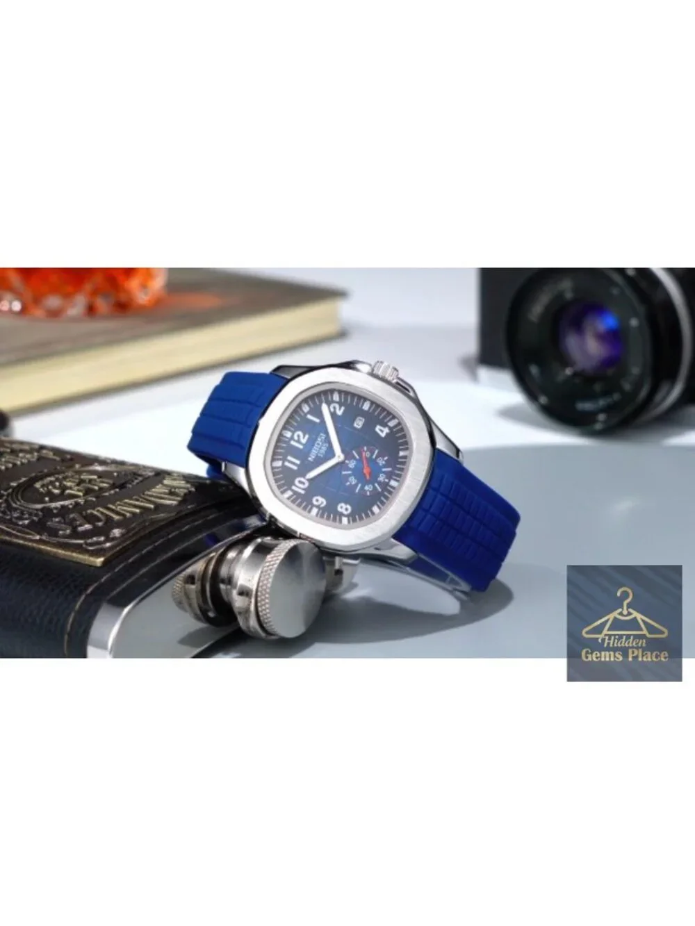 Classic Men's Analog Quartz Watch, Stainless Steel Case, Black Silicone Strap,